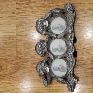 Pewter, see no evil, speak no evil, hear no evil photo frame